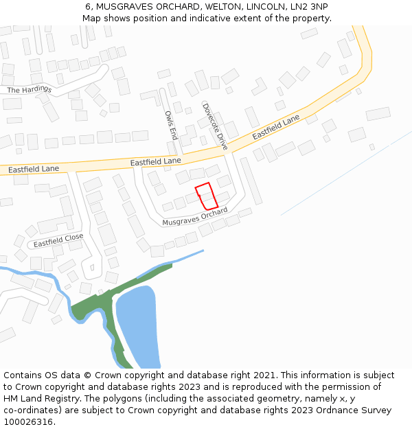 6, MUSGRAVES ORCHARD, WELTON, LINCOLN, LN2 3NP: Location map and indicative extent of plot
