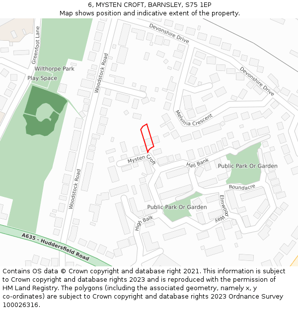 6, MYSTEN CROFT, BARNSLEY, S75 1EP: Location map and indicative extent of plot
