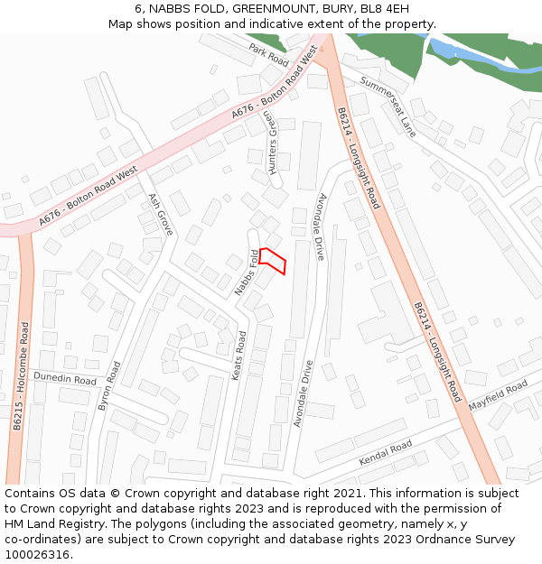 6, NABBS FOLD, GREENMOUNT, BURY, BL8 4EH: Location map and indicative extent of plot
