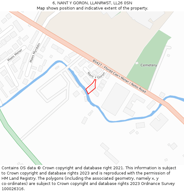 6, NANT Y GORON, LLANRWST, LL26 0SN: Location map and indicative extent of plot
