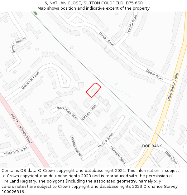 6, NATHAN CLOSE, SUTTON COLDFIELD, B75 6SR: Location map and indicative extent of plot