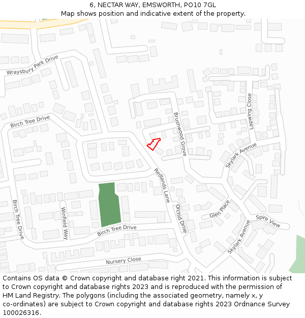 6, NECTAR WAY, EMSWORTH, PO10 7GL: Location map and indicative extent of plot