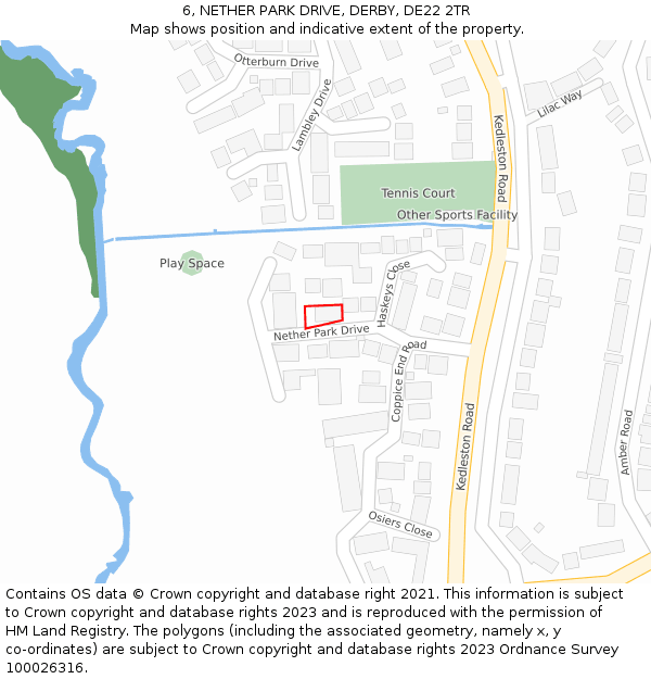 6, NETHER PARK DRIVE, DERBY, DE22 2TR: Location map and indicative extent of plot