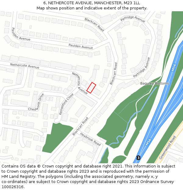 6, NETHERCOTE AVENUE, MANCHESTER, M23 1LL: Location map and indicative extent of plot