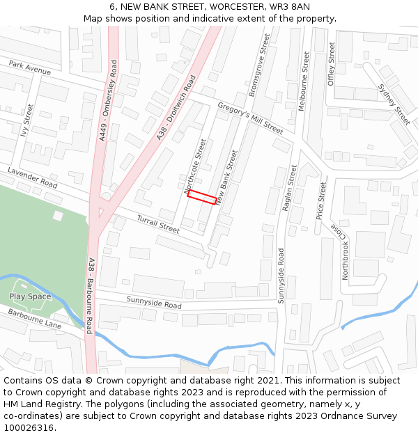 6, NEW BANK STREET, WORCESTER, WR3 8AN: Location map and indicative extent of plot