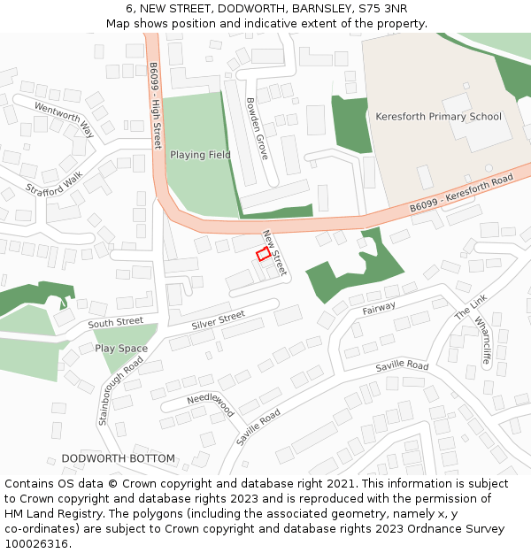 6, NEW STREET, DODWORTH, BARNSLEY, S75 3NR: Location map and indicative extent of plot