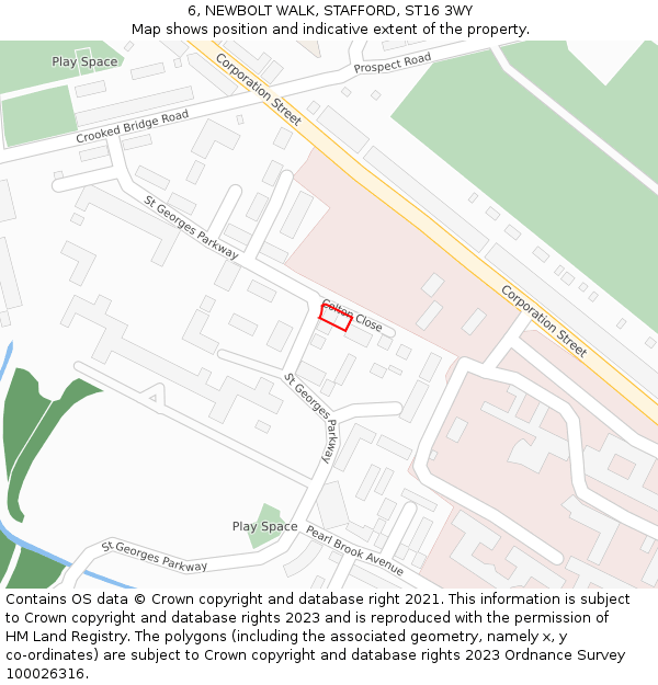 6, NEWBOLT WALK, STAFFORD, ST16 3WY: Location map and indicative extent of plot