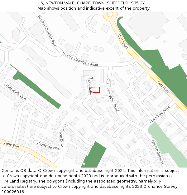 6, NEWTON VALE, CHAPELTOWN, SHEFFIELD, S35 2YL: Location map and indicative extent of plot