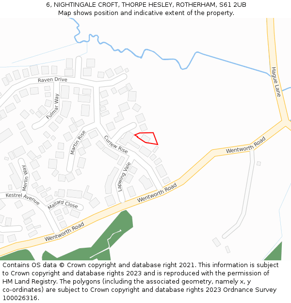 6, NIGHTINGALE CROFT, THORPE HESLEY, ROTHERHAM, S61 2UB: Location map and indicative extent of plot