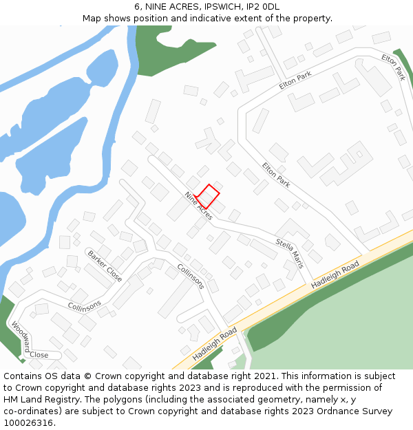 6, NINE ACRES, IPSWICH, IP2 0DL: Location map and indicative extent of plot