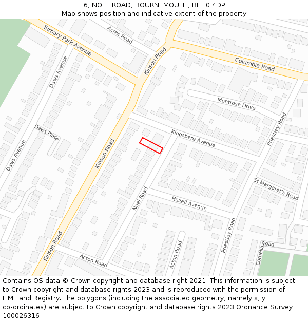 6, NOEL ROAD, BOURNEMOUTH, BH10 4DP: Location map and indicative extent of plot
