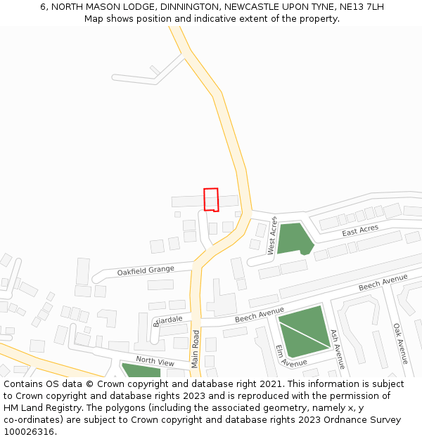 6, NORTH MASON LODGE, DINNINGTON, NEWCASTLE UPON TYNE, NE13 7LH: Location map and indicative extent of plot