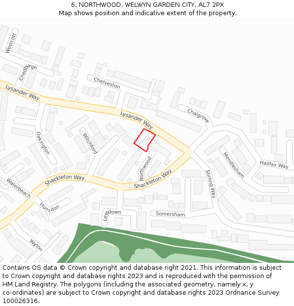 6, NORTHWOOD, WELWYN GARDEN CITY, AL7 2PX: Location map and indicative extent of plot