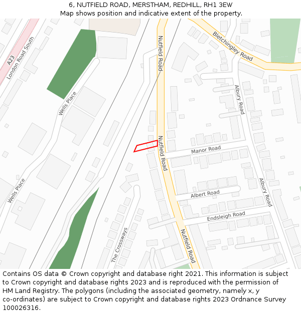 6, NUTFIELD ROAD, MERSTHAM, REDHILL, RH1 3EW: Location map and indicative extent of plot