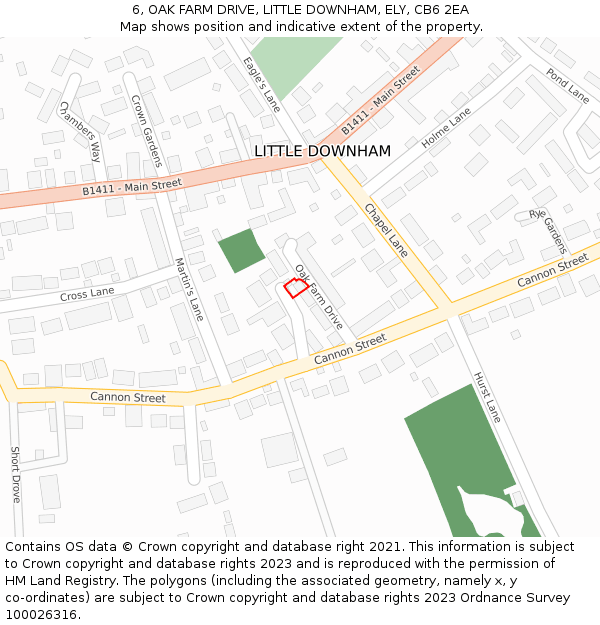 6, OAK FARM DRIVE, LITTLE DOWNHAM, ELY, CB6 2EA: Location map and indicative extent of plot