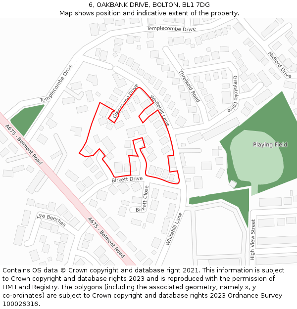 6, OAKBANK DRIVE, BOLTON, BL1 7DG: Location map and indicative extent of plot