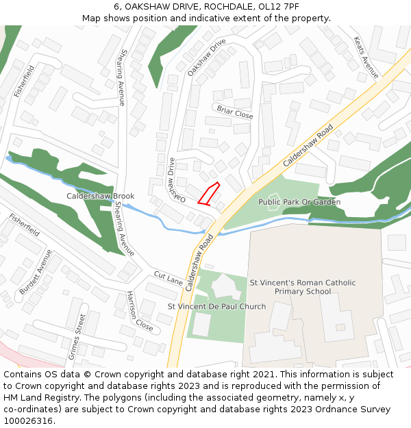 6, OAKSHAW DRIVE, ROCHDALE, OL12 7PF: Location map and indicative extent of plot