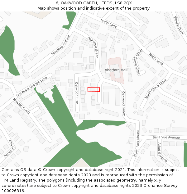 6, OAKWOOD GARTH, LEEDS, LS8 2QX: Location map and indicative extent of plot