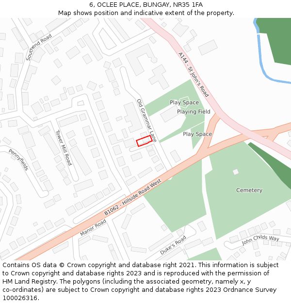 6, OCLEE PLACE, BUNGAY, NR35 1FA: Location map and indicative extent of plot