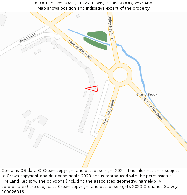 6, OGLEY HAY ROAD, CHASETOWN, BURNTWOOD, WS7 4RA: Location map and indicative extent of plot