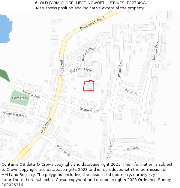 6, OLD FARM CLOSE, NEEDINGWORTH, ST IVES, PE27 4SG: Location map and indicative extent of plot