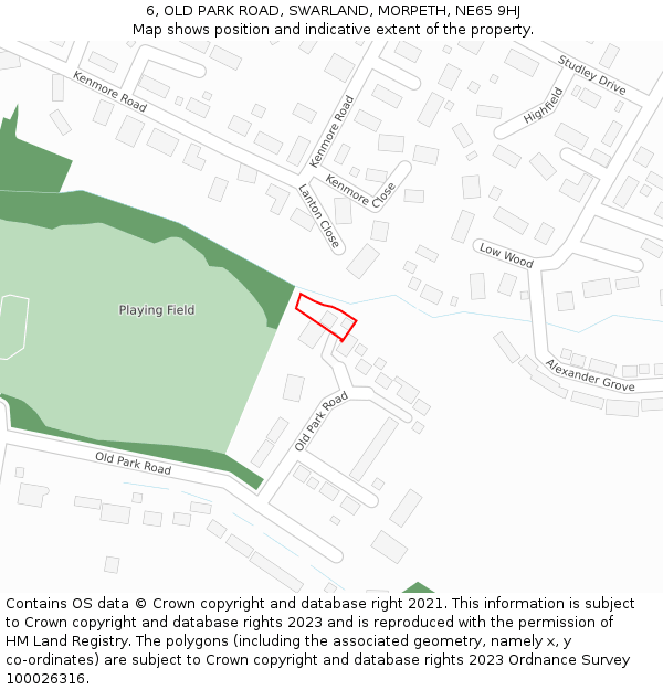 6, OLD PARK ROAD, SWARLAND, MORPETH, NE65 9HJ: Location map and indicative extent of plot