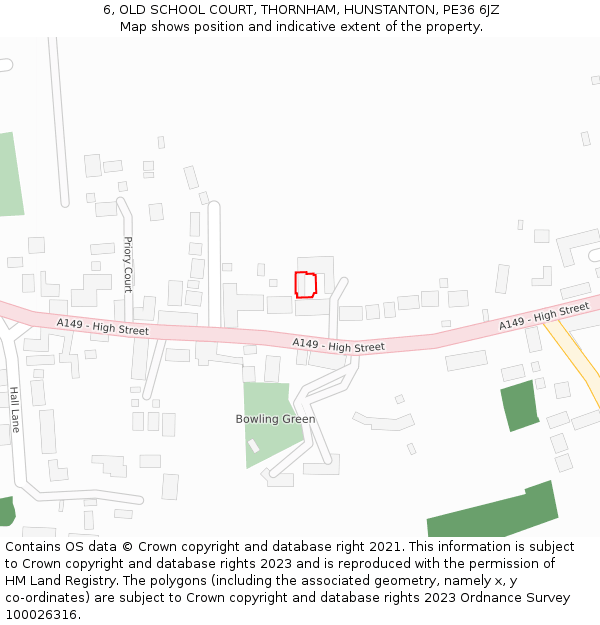 6, OLD SCHOOL COURT, THORNHAM, HUNSTANTON, PE36 6JZ: Location map and indicative extent of plot