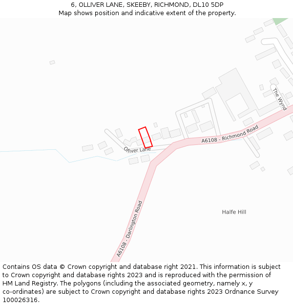 6, OLLIVER LANE, SKEEBY, RICHMOND, DL10 5DP: Location map and indicative extent of plot