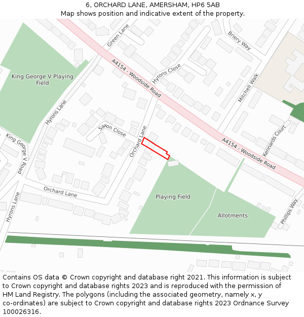6, ORCHARD LANE, AMERSHAM, HP6 5AB: Location map and indicative extent of plot