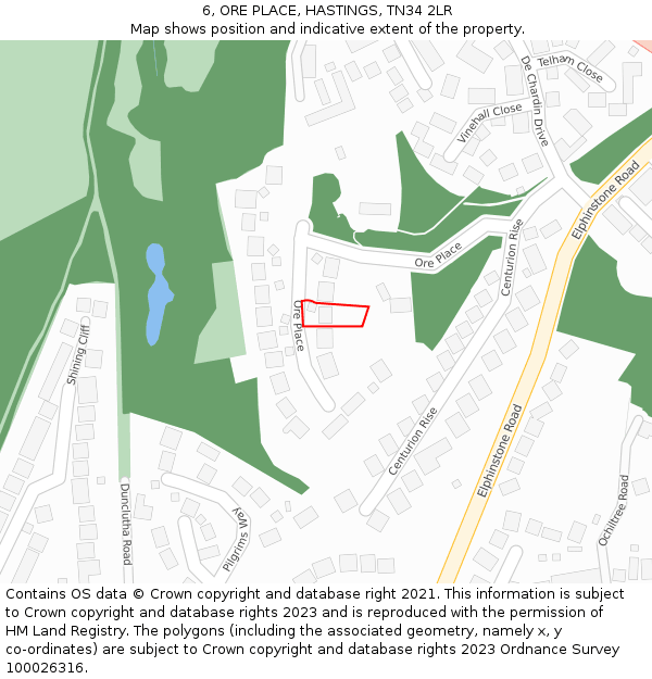 6, ORE PLACE, HASTINGS, TN34 2LR: Location map and indicative extent of plot