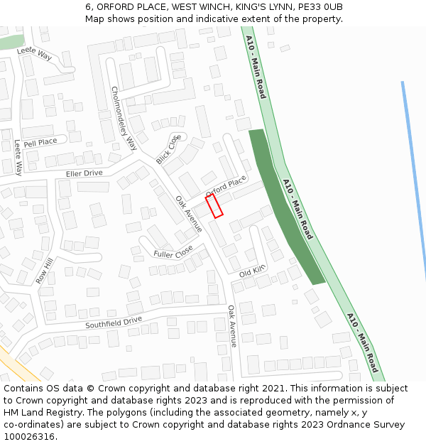6, ORFORD PLACE, WEST WINCH, KING'S LYNN, PE33 0UB: Location map and indicative extent of plot