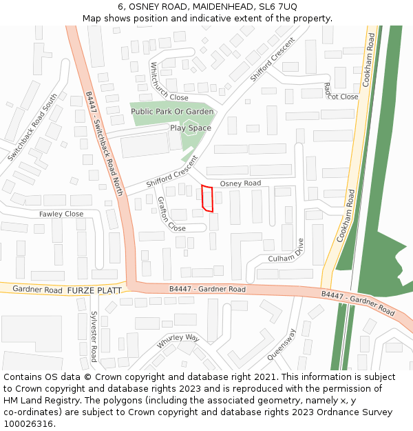 6, OSNEY ROAD, MAIDENHEAD, SL6 7UQ: Location map and indicative extent of plot