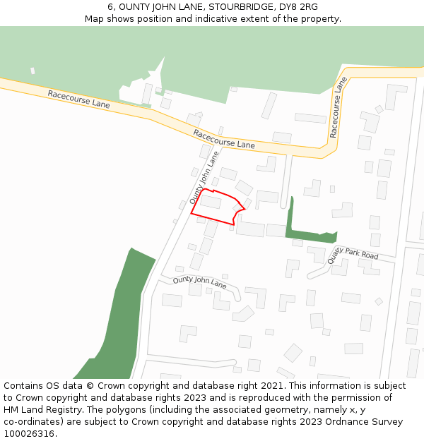 6, OUNTY JOHN LANE, STOURBRIDGE, DY8 2RG: Location map and indicative extent of plot