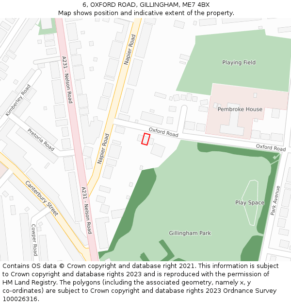 6, OXFORD ROAD, GILLINGHAM, ME7 4BX: Location map and indicative extent of plot