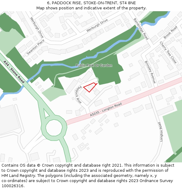 6, PADDOCK RISE, STOKE-ON-TRENT, ST4 8NE: Location map and indicative extent of plot