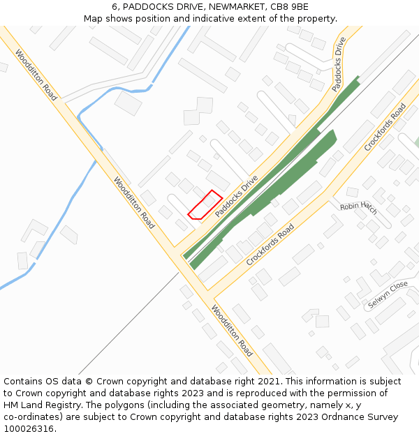 6, PADDOCKS DRIVE, NEWMARKET, CB8 9BE: Location map and indicative extent of plot