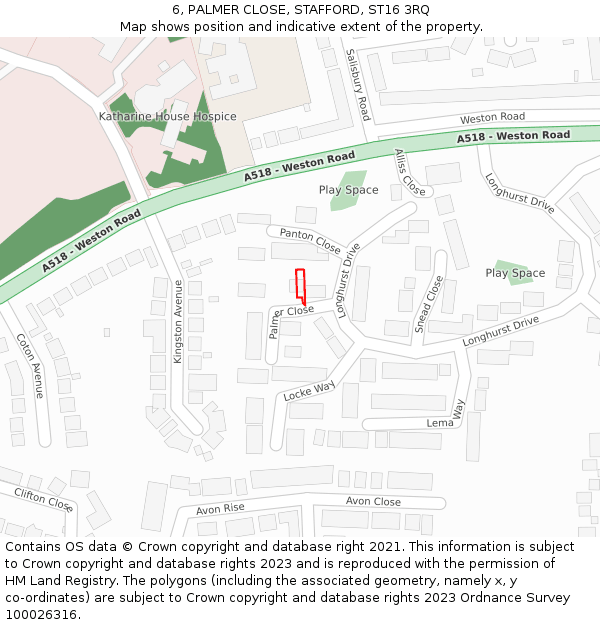 6, PALMER CLOSE, STAFFORD, ST16 3RQ: Location map and indicative extent of plot
