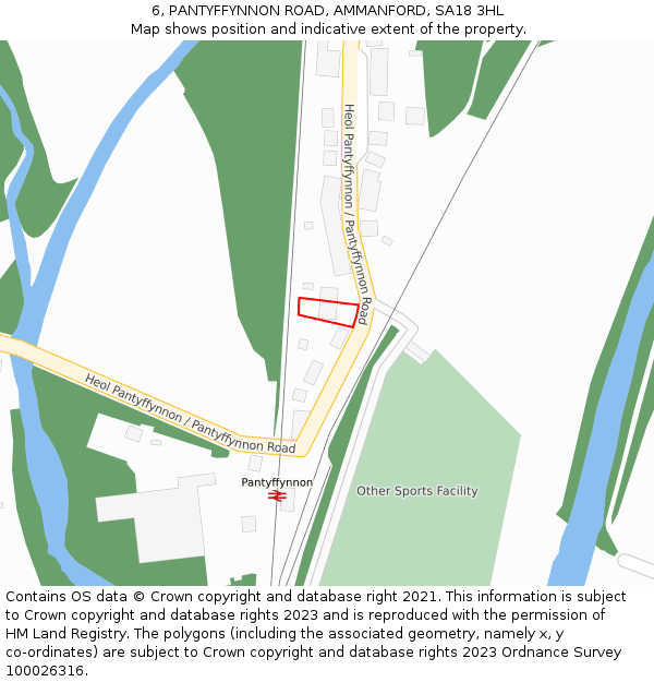 6, PANTYFFYNNON ROAD, AMMANFORD, SA18 3HL: Location map and indicative extent of plot