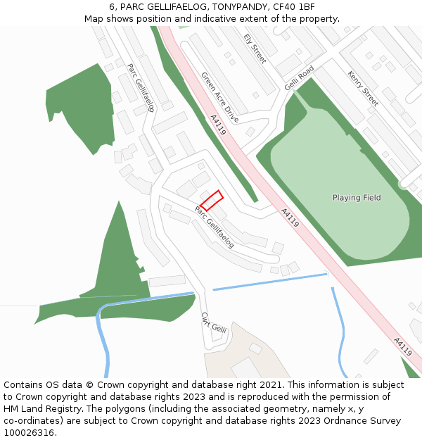 6, PARC GELLIFAELOG, TONYPANDY, CF40 1BF: Location map and indicative extent of plot