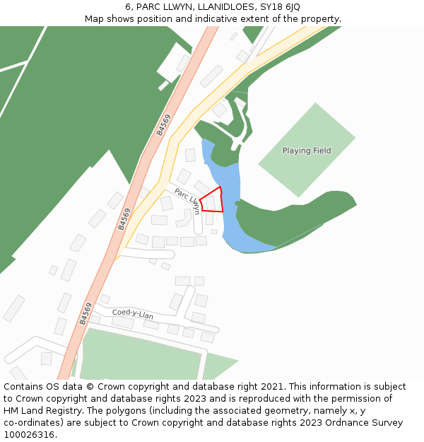 6, PARC LLWYN, LLANIDLOES, SY18 6JQ: Location map and indicative extent of plot