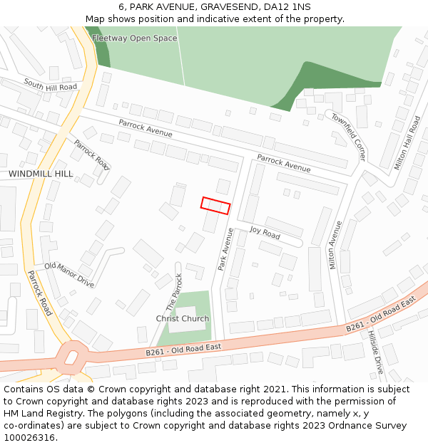 6, PARK AVENUE, GRAVESEND, DA12 1NS: Location map and indicative extent of plot