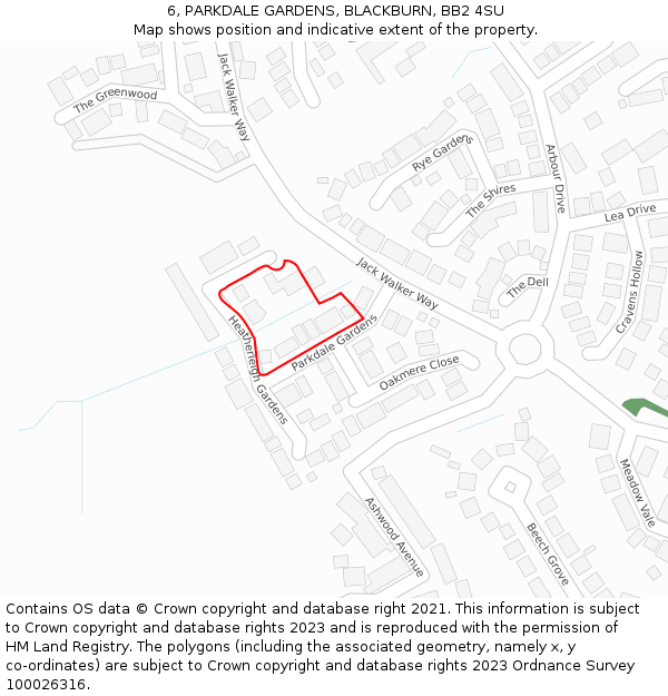 6, PARKDALE GARDENS, BLACKBURN, BB2 4SU: Location map and indicative extent of plot