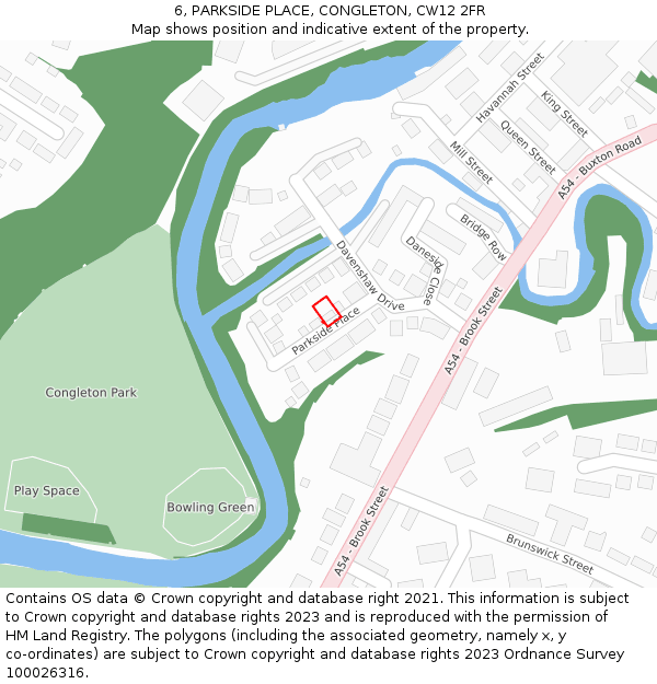 6, PARKSIDE PLACE, CONGLETON, CW12 2FR: Location map and indicative extent of plot