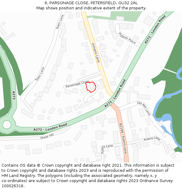 6, PARSONAGE CLOSE, PETERSFIELD, GU32 2AL: Location map and indicative extent of plot
