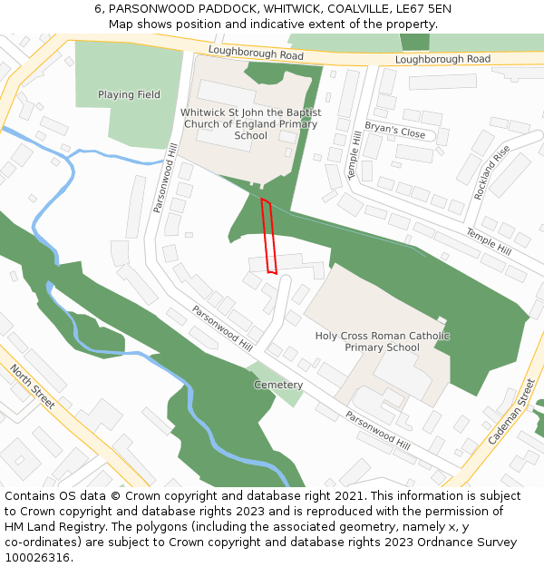 6, PARSONWOOD PADDOCK, WHITWICK, COALVILLE, LE67 5EN: Location map and indicative extent of plot