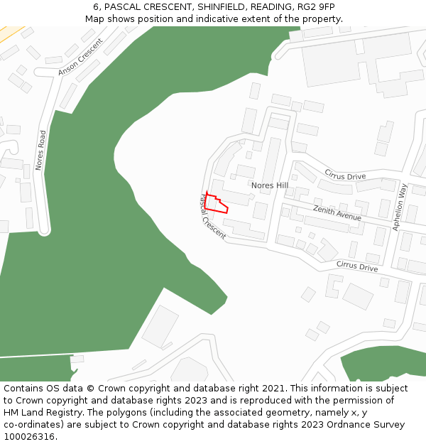 6, PASCAL CRESCENT, SHINFIELD, READING, RG2 9FP: Location map and indicative extent of plot