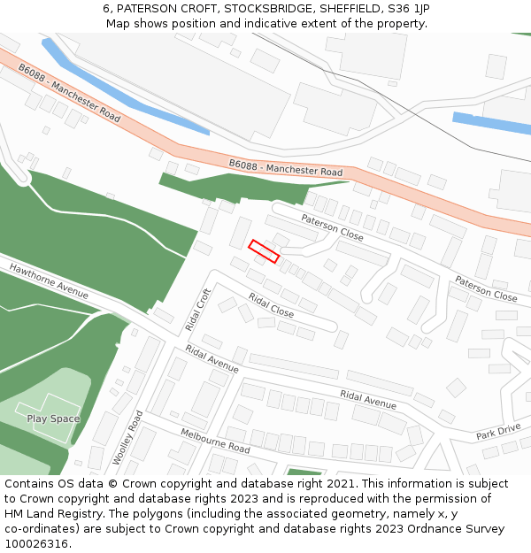 6, PATERSON CROFT, STOCKSBRIDGE, SHEFFIELD, S36 1JP: Location map and indicative extent of plot