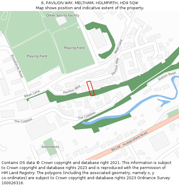 6, PAVILION WAY, MELTHAM, HOLMFIRTH, HD9 5QW: Location map and indicative extent of plot