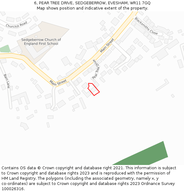6, PEAR TREE DRIVE, SEDGEBERROW, EVESHAM, WR11 7GQ: Location map and indicative extent of plot