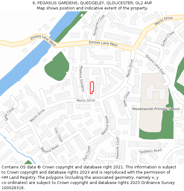 6, PEGASUS GARDENS, QUEDGELEY, GLOUCESTER, GL2 4NP: Location map and indicative extent of plot